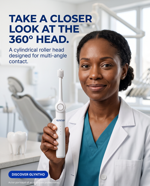 360° roller head. Two speeds. One button.