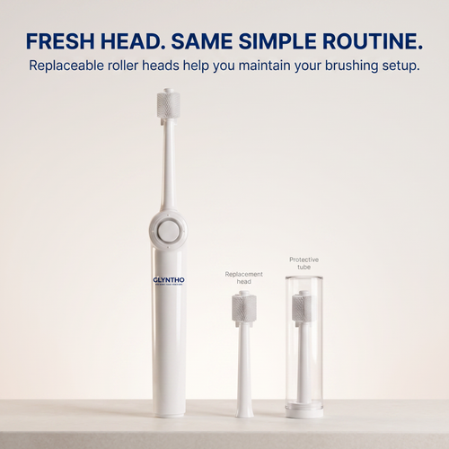 360° roller head. Two speeds. One button.